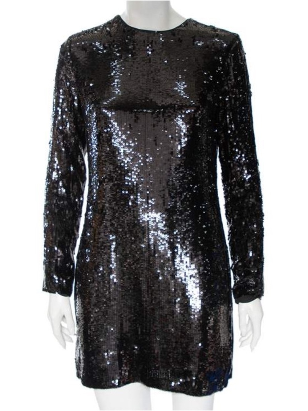 Diane Von Furstenberg Black Sequin Embellished Silk Pauletta Dress